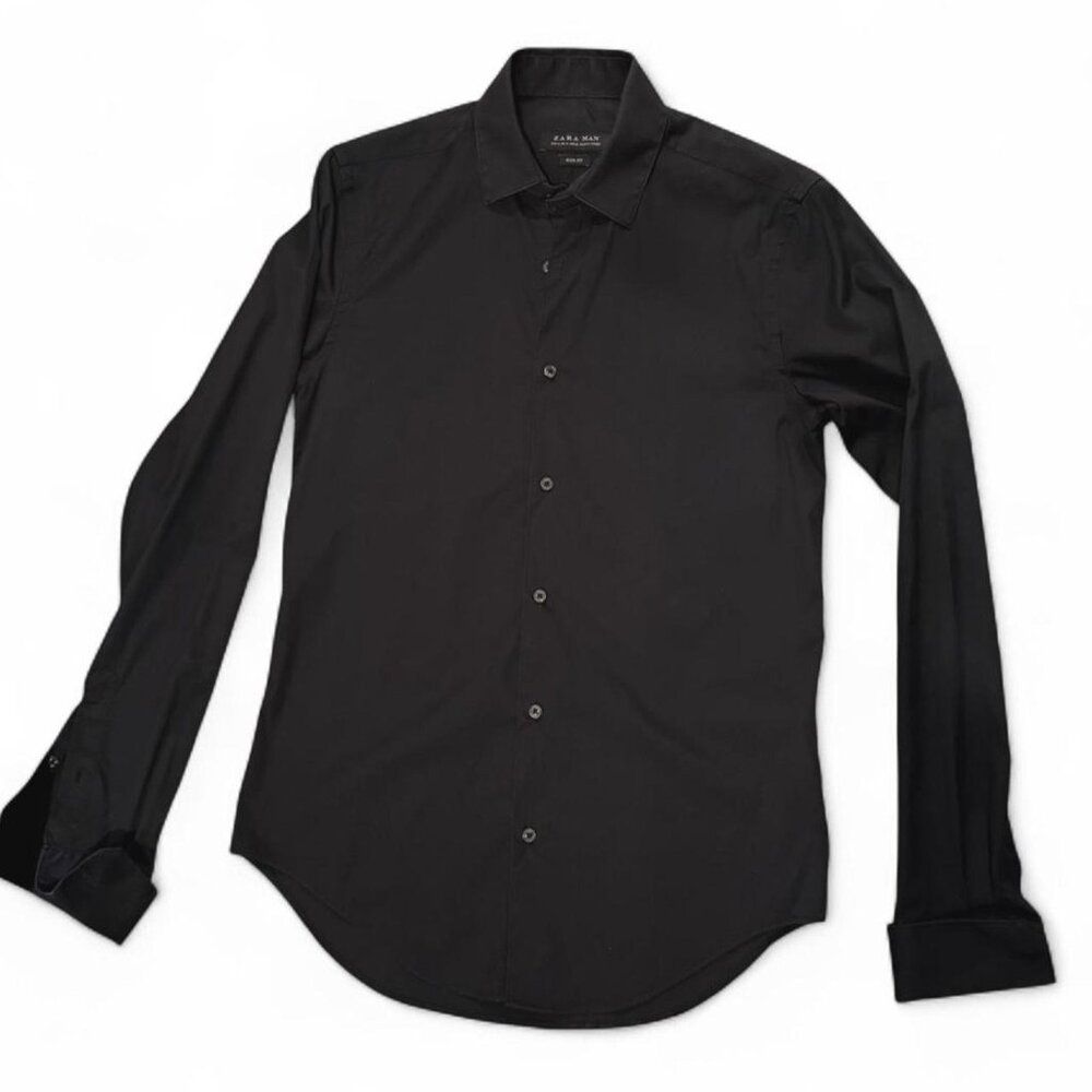Zara black slim fit shirt